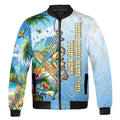 Custom Masonic Freemasonry Blue Tropical Nature Bomber Jacket S-5XL - FUKAMASONIC