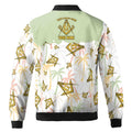 Custom Masonic Master Mason Tropical Summer Pattern Bomber Jacket S-5XL - FUKAMASONIC