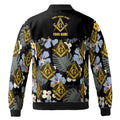 Customize Freemasonry Master Mason Black Tropical Floral Bomber Jacket S-5XL - FUKAMASONIC