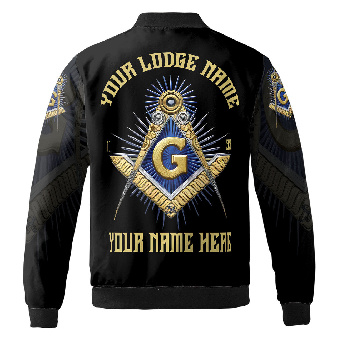 Personalized Freemasonry Master Mason Golden Bomber Jacket S-5XL - FUKAMASONIC