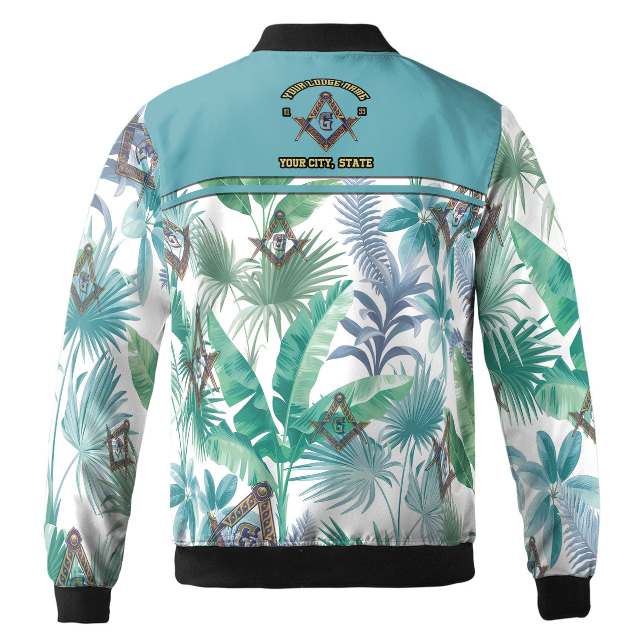 Personalized Freemasson Tropical Palm Leaf Bomber Jacket S-5XL - FUKAMASONIC