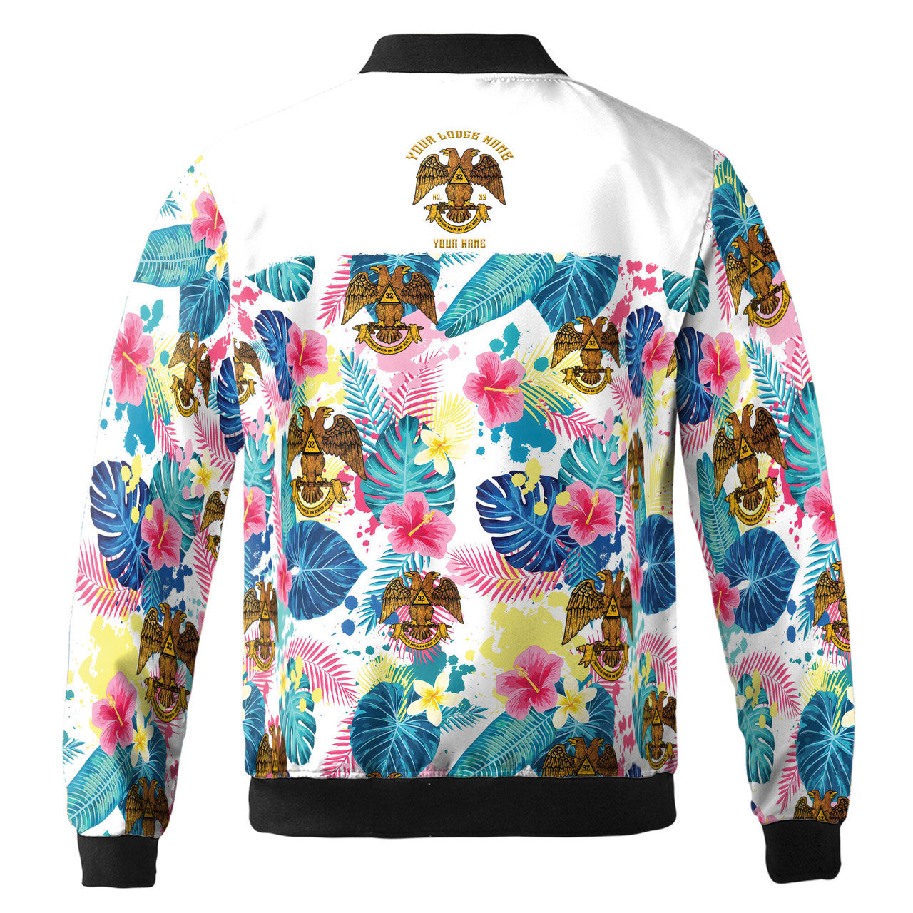 Customized Scottish Rite 32 Colorful Palm Leaf Bomber Jacket S-5XL - FUKAMASONIC
