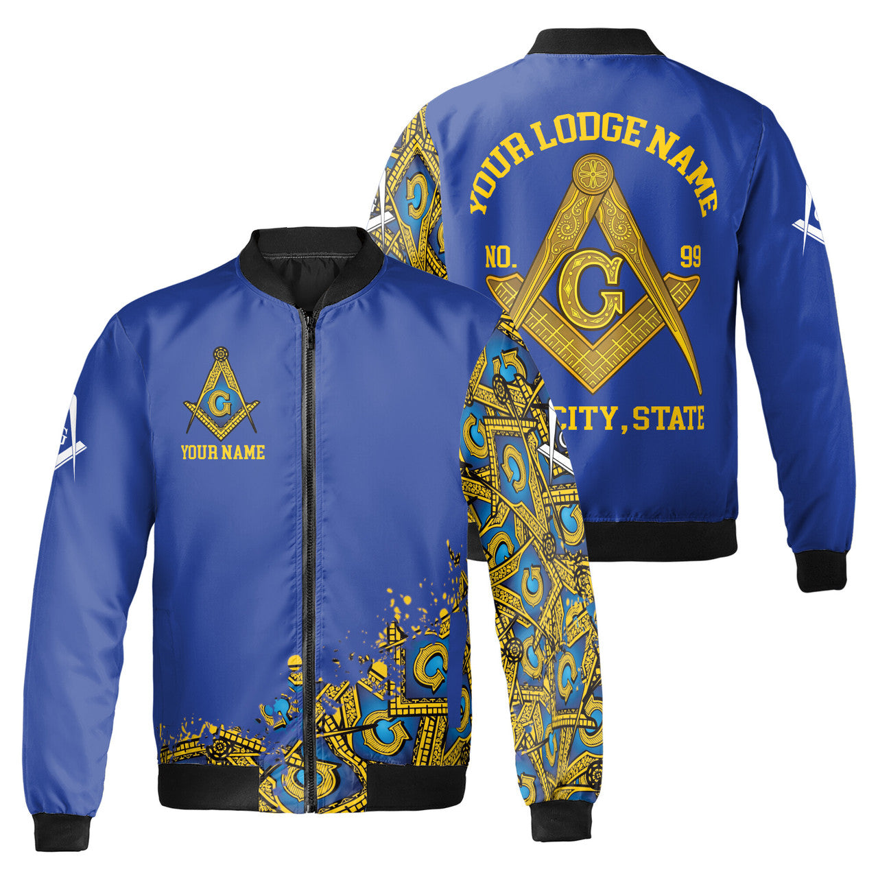Customized Blue Lodge Master Mason Mansonic Bomber Jacket S-5XL - FUKAMASONIC