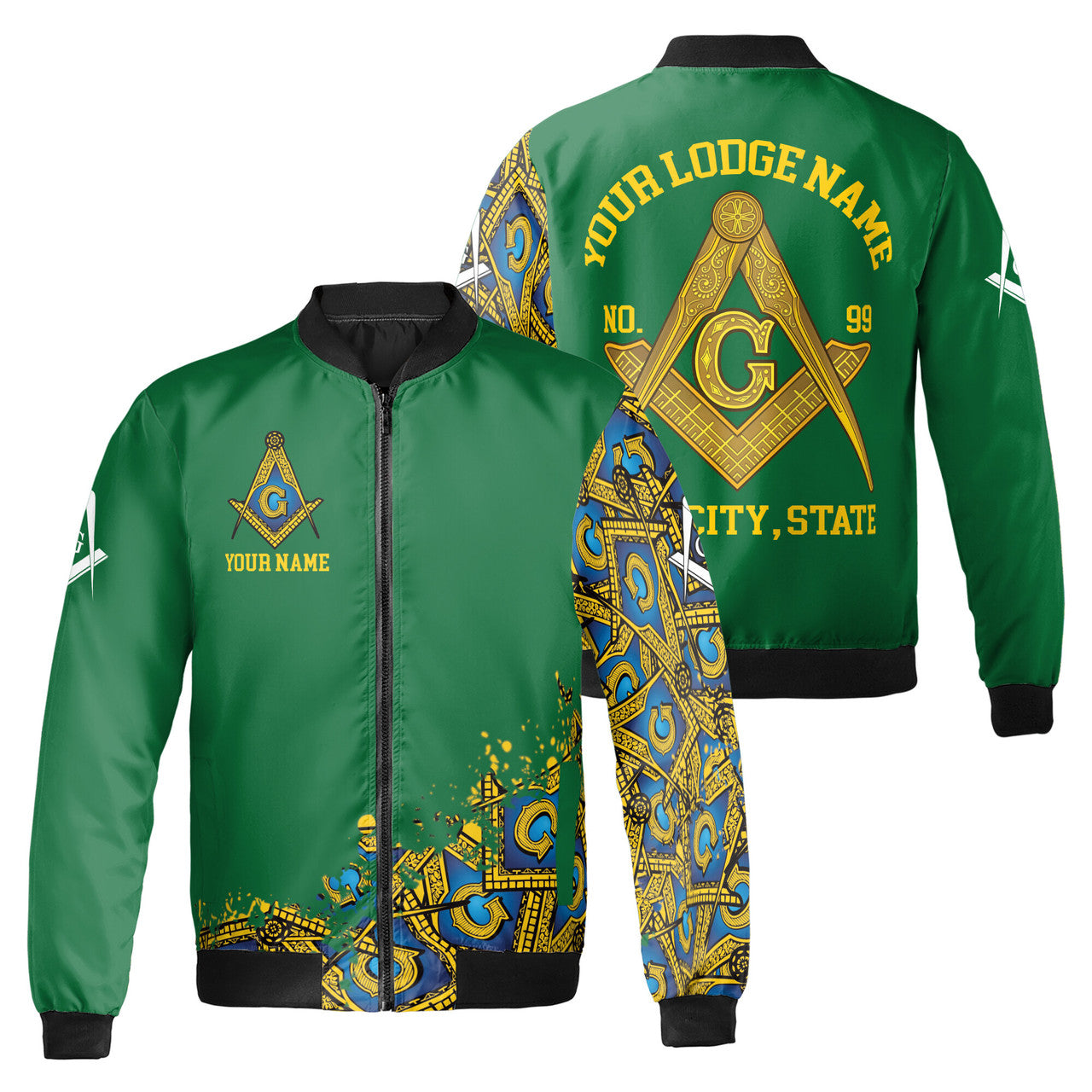 Customized Blue Lodge Master Mason Mansonic Bomber Jacket S-5XL - FUKAMASONIC