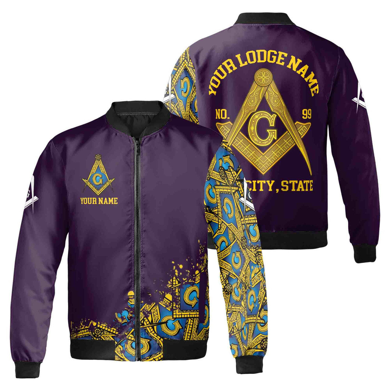 Customized Blue Lodge Master Mason Mansonic Bomber Jacket S-5XL - FUKAMASONIC