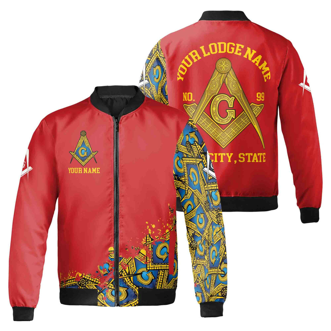 Customized Blue Lodge Master Mason Mansonic Bomber Jacket S-5XL - FUKAMASONIC