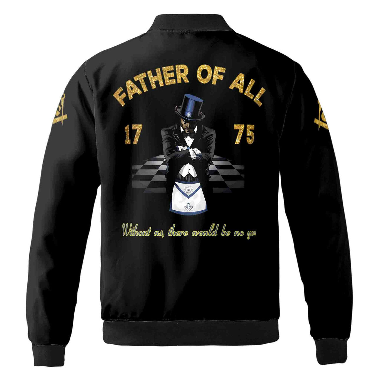 Personalized Freemason Father Of All Golden Line Bomber Jacket S-5XL - FUKAMASONIC