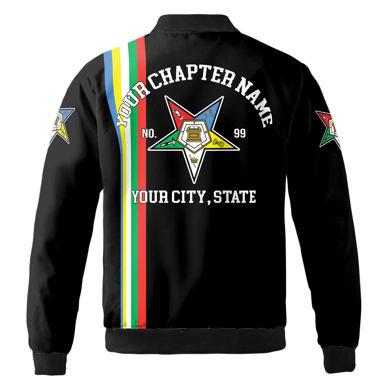 Personalized Multi-color Order of the Eastern Star OES AF&AM Bomber Jacket S-5XL - FUKAMASONIC