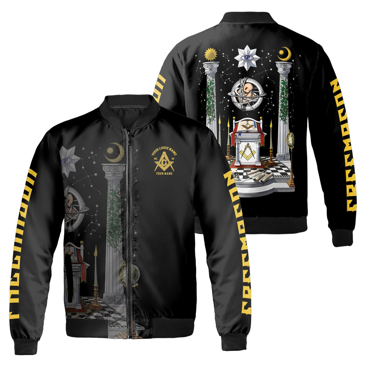 Personalized Masonic Lodge Altar Proud To Be A Mason Bomber Jacket S-5XL - FUKAMASONIC
