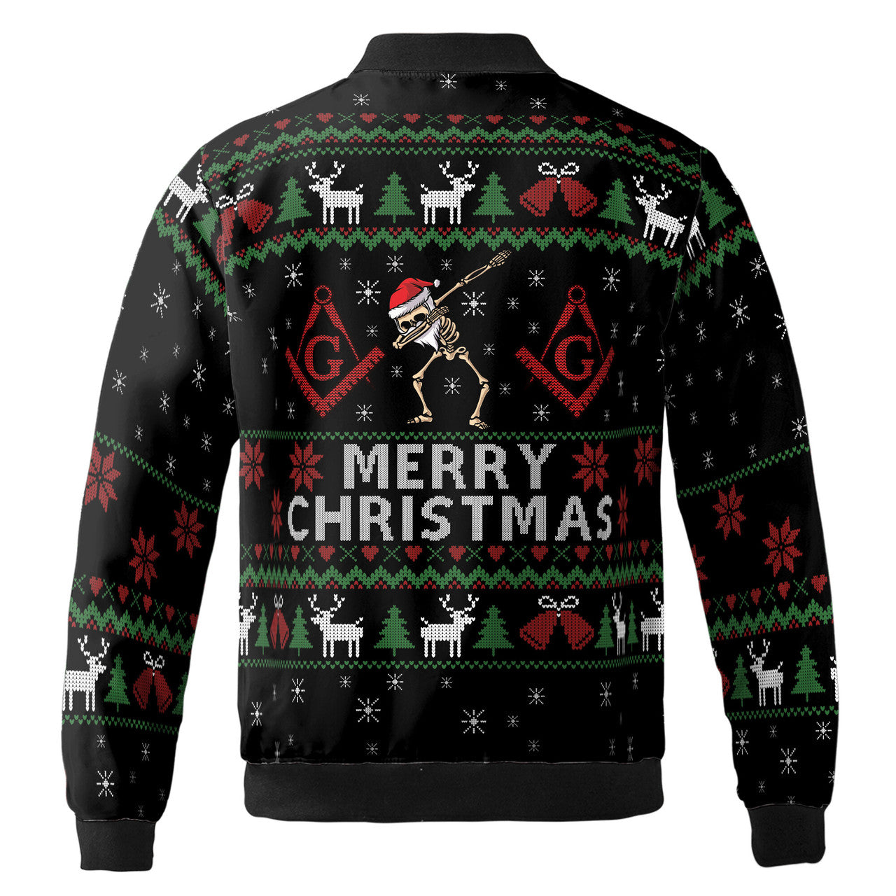 Customized Mason Merry Christmas Funny Santa Skull Bomber Jacket S-5XL - FUKAMASONIC