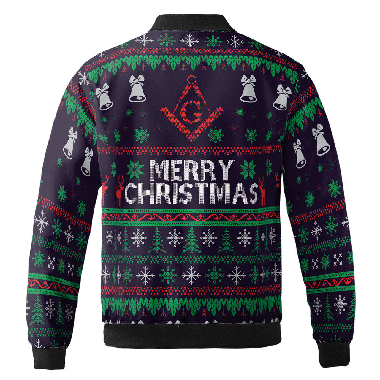 Customized Freemason Mason Christmas Pattern Bomber Jacket S-5XL - FUKAMASONIC