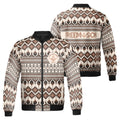 Customized Masonry Winter Knitting Pattern Brown Vintage Bomber Jacket S-5XL - FUKAMASONIC