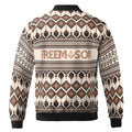 Customized Masonry Winter Knitting Pattern Brown Vintage Bomber Jacket S-5XL - FUKAMASONIC