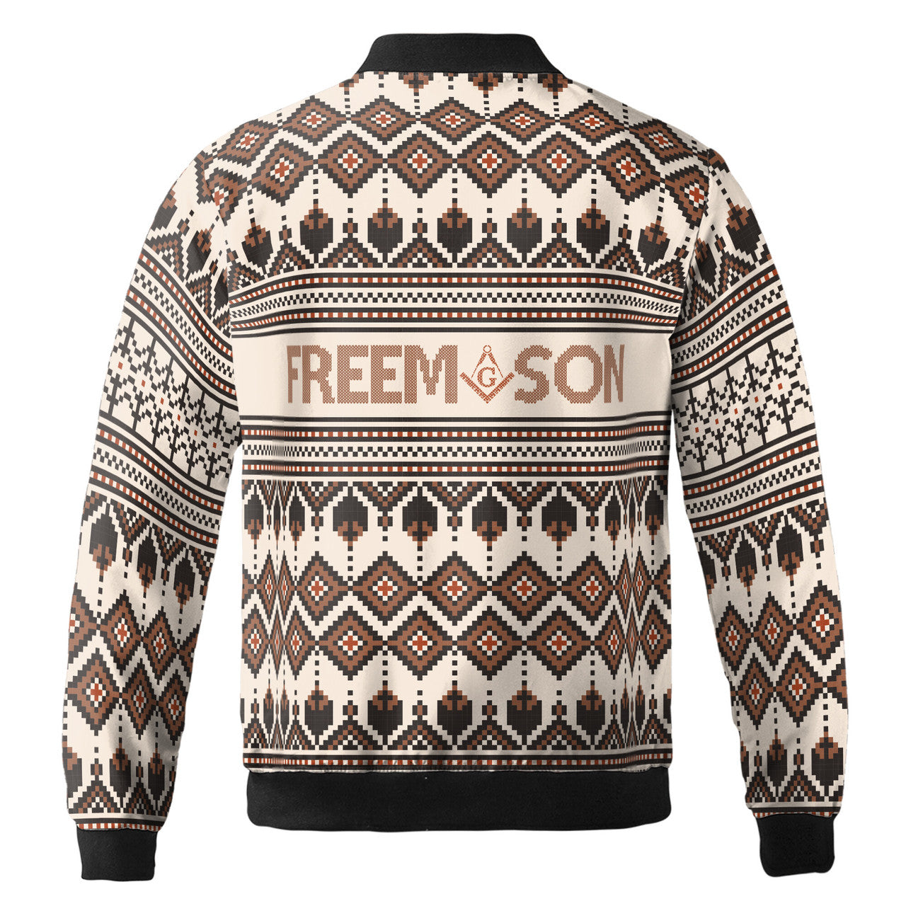 Customized Masonry Winter Knitting Pattern Brown Vintage Bomber Jacket S-5XL - FUKAMASONIC