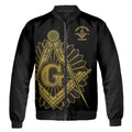 Customized Mason with Red Bow Pine Tree Merry Christmas Freemason Bomber Jacket S-5XL - FUKAMASONIC