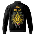Customized Mason with Red Bow Pine Tree Merry Christmas Freemason Bomber Jacket S-5XL - FUKAMASONIC