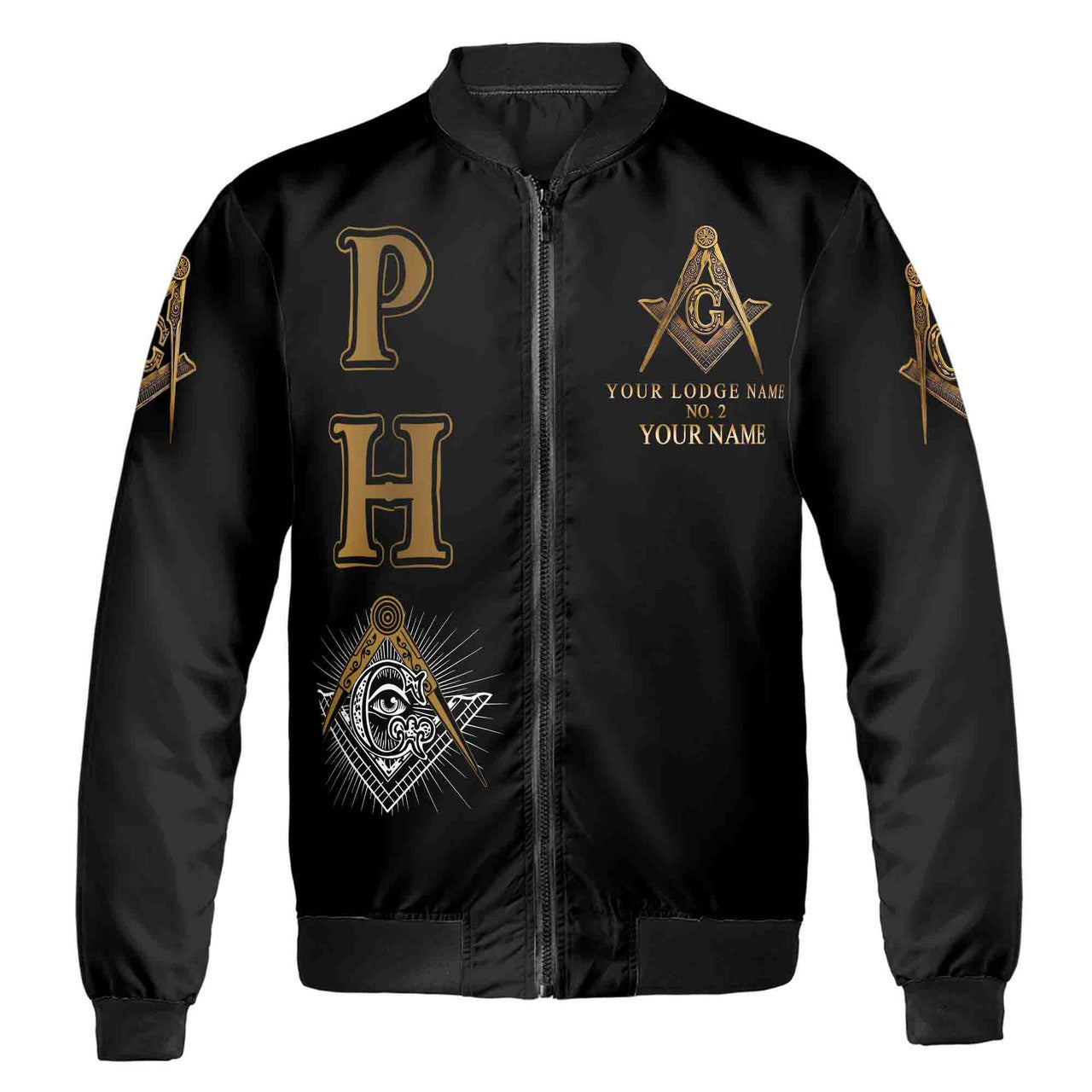 Customize Lodge Name, Name and Number PHA Bomber Jacket S-5XL - FUKAMASONIC