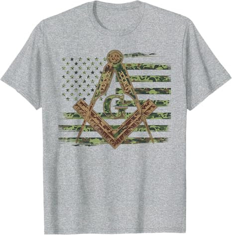 American Camo Flag Mason Masonic Camo Freemason T-Shirt - FUKAMASONIC