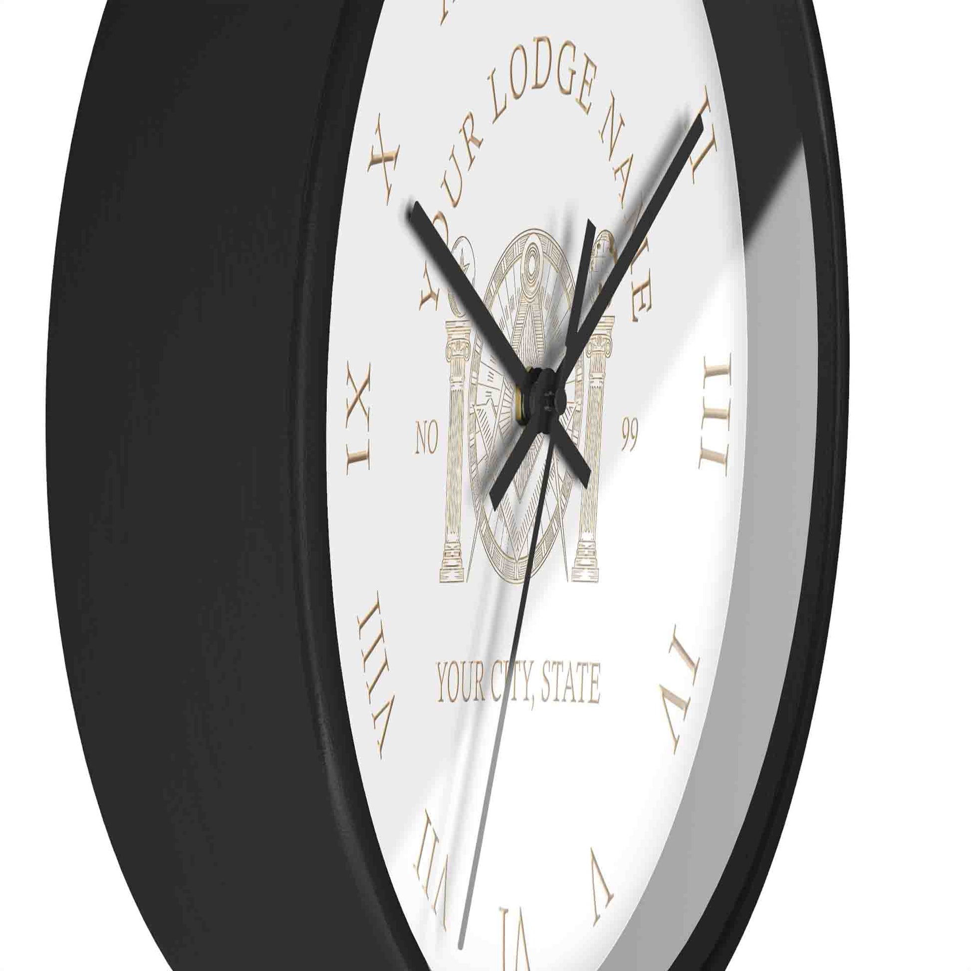 Customized Masonic Symbol Mason Globe Pillars Wall Clock, Freemason Lodge Gift - FUKAMASONIC