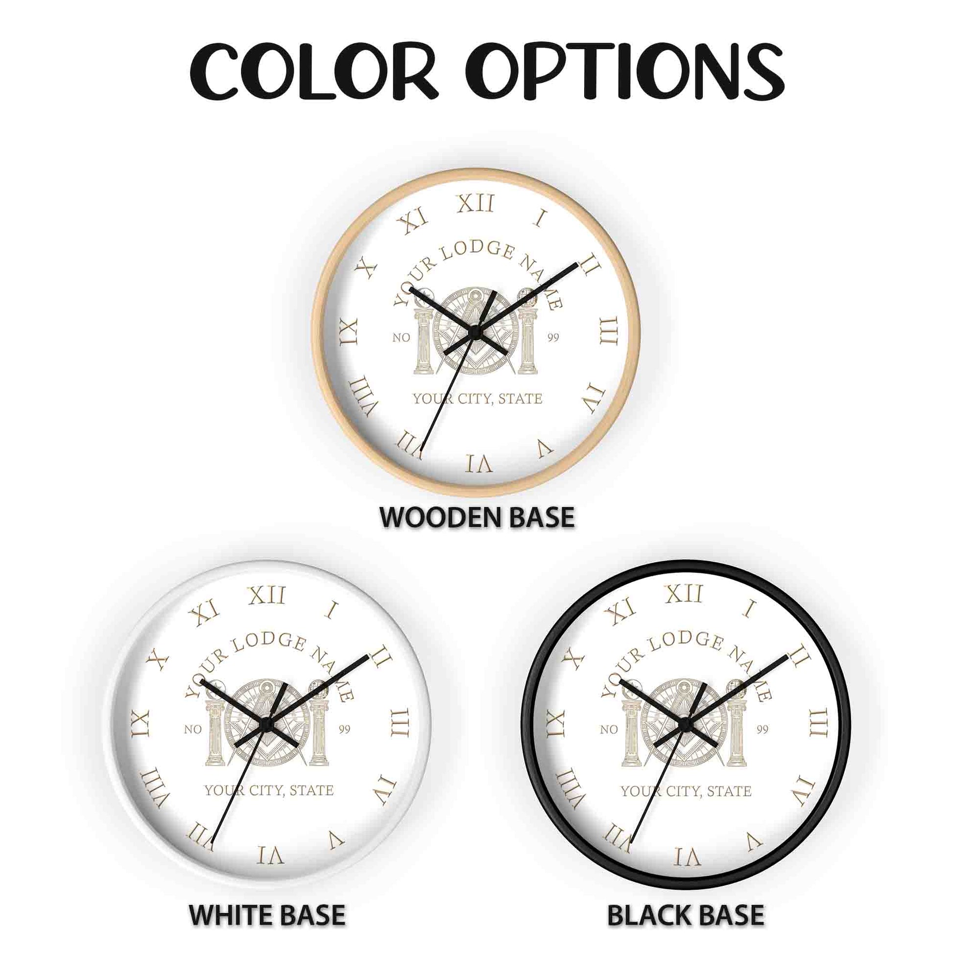 Customized Masonic Symbol Mason Globe Pillars Wall Clock, Freemason Lodge Gift - FUKAMASONIC