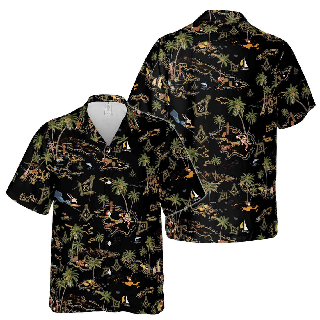 Masonic Tropical Freemasonry Palm Island Freemason Hawaiian Shirt S-5XL - FUKAMASONIC
