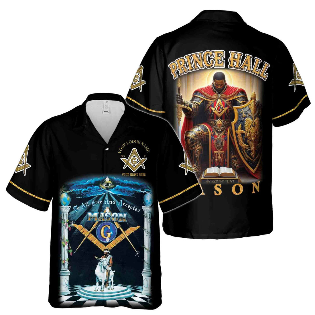 Customize Name Riding The Goat F&AM Prince Hall Mason Hawaiian Shirt S-5XL - FUKAMASONIC