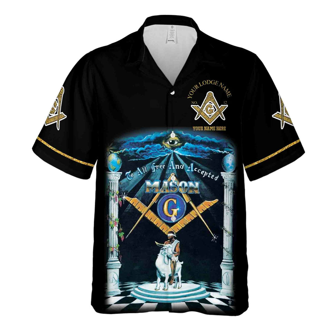 Customize Name Riding The Goat F&AM Prince Hall Mason Hawaiian Shirt S-5XL - FUKAMASONIC