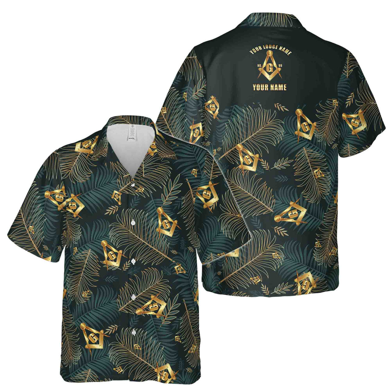 Customize Masonic Master Mason Tropical Palm Leafs Hawaiian Shirt S-5XL - FUKAMASONIC