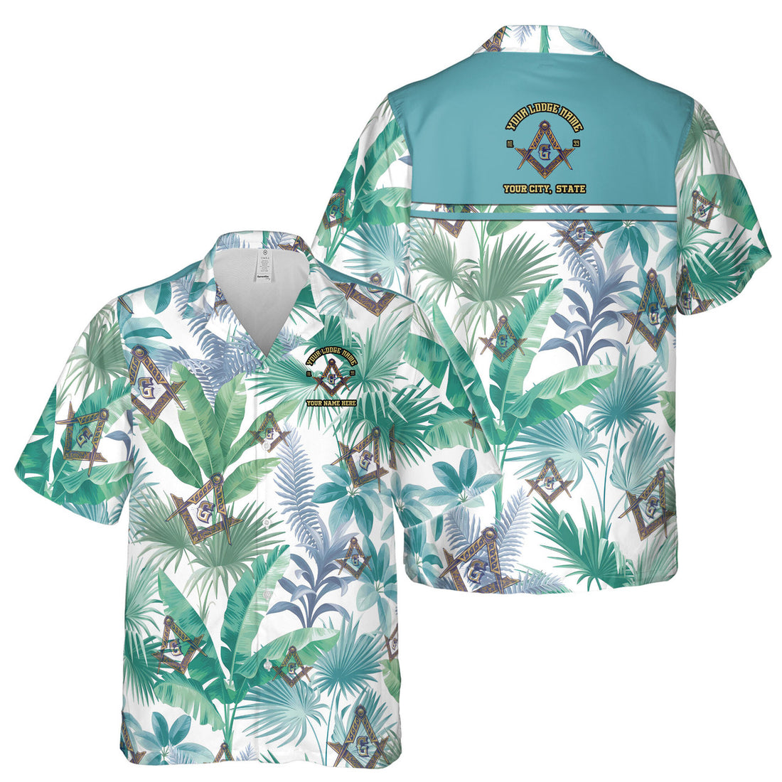 Personalized Freemasson Tropical Palm Leaf Hawaiian Shirt S-5XL - FUKAMASONIC