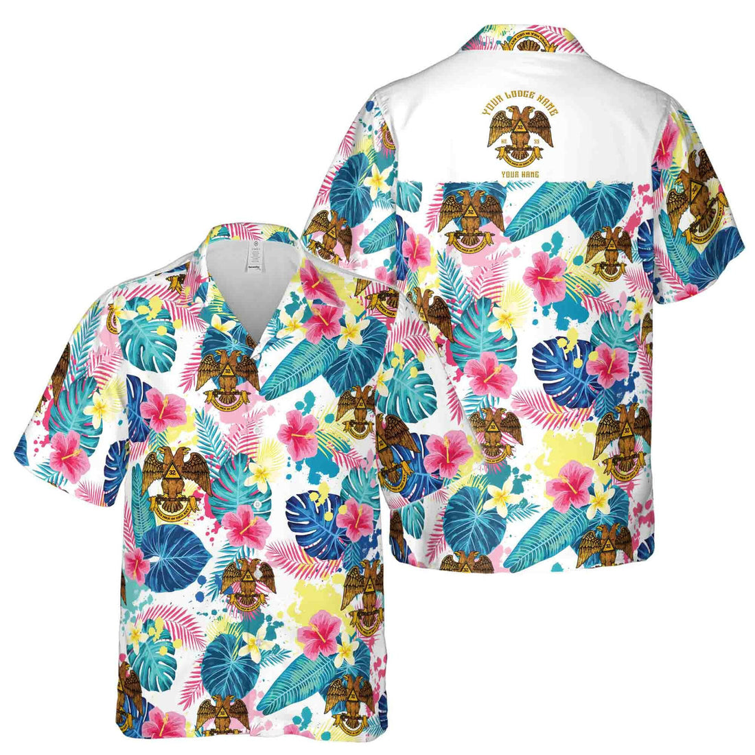 Customized Scottish Rite 32 Colorful Palm Leaf Hawaiian Shirt S-5XL - FUKAMASONIC