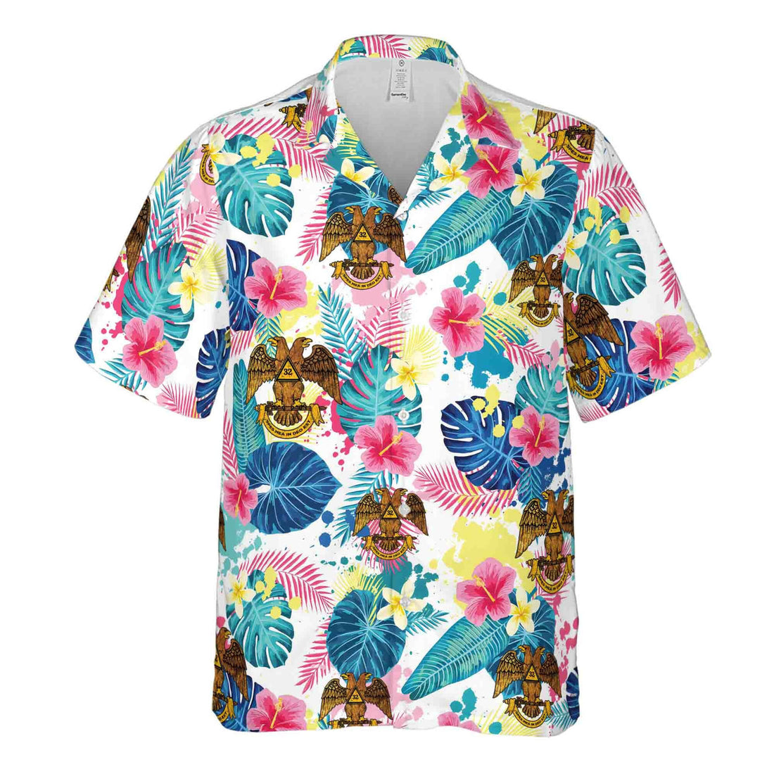 Customized Scottish Rite 32 Colorful Palm Leaf Hawaiian Shirt S-5XL - FUKAMASONIC