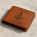 Customized Masonic Master Mason Symbol Leatherette Bifold Wallet - FUKAMASONIC