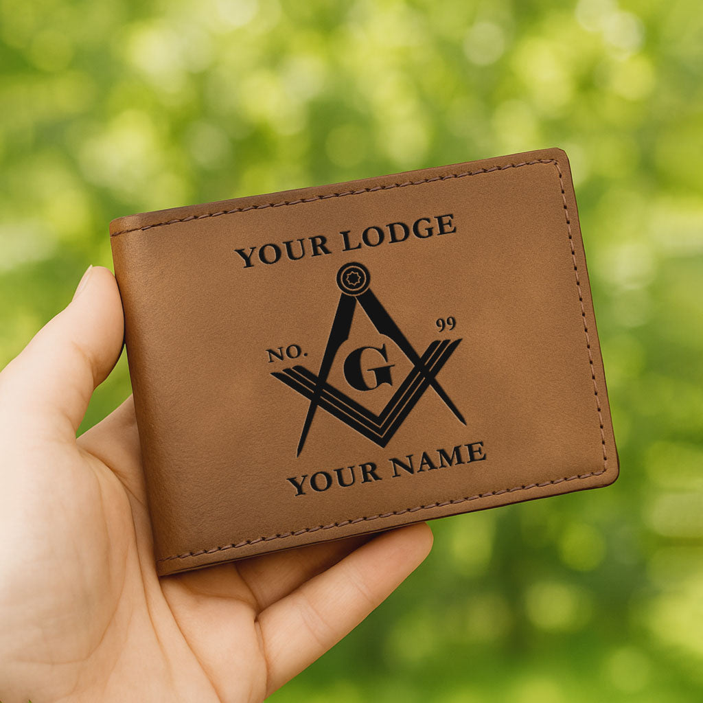 Customized Masonic Octogram Star Leatherette Bifold Wallet
