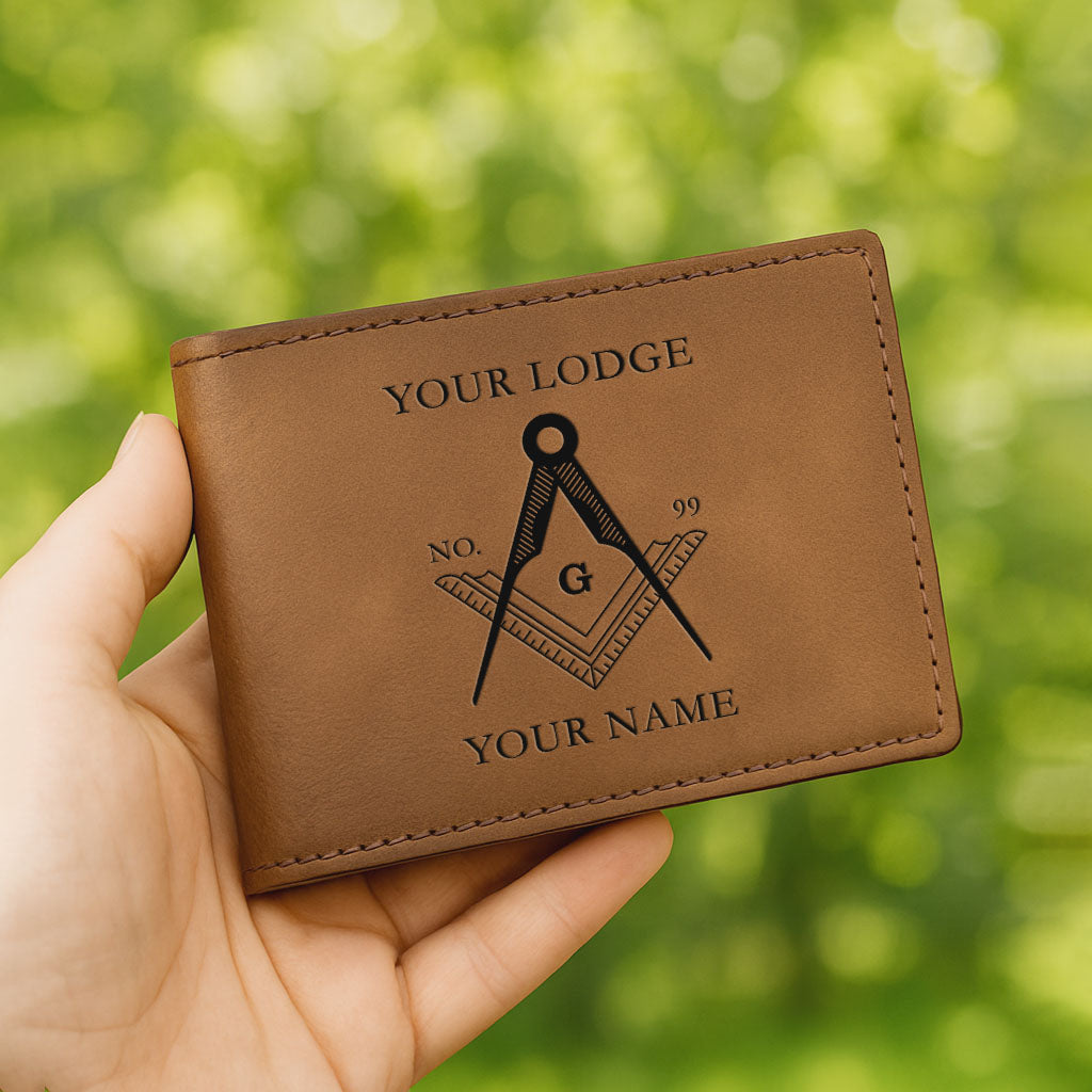 Customized Masonic Lines Pattern Leatherette Bifold Wallet