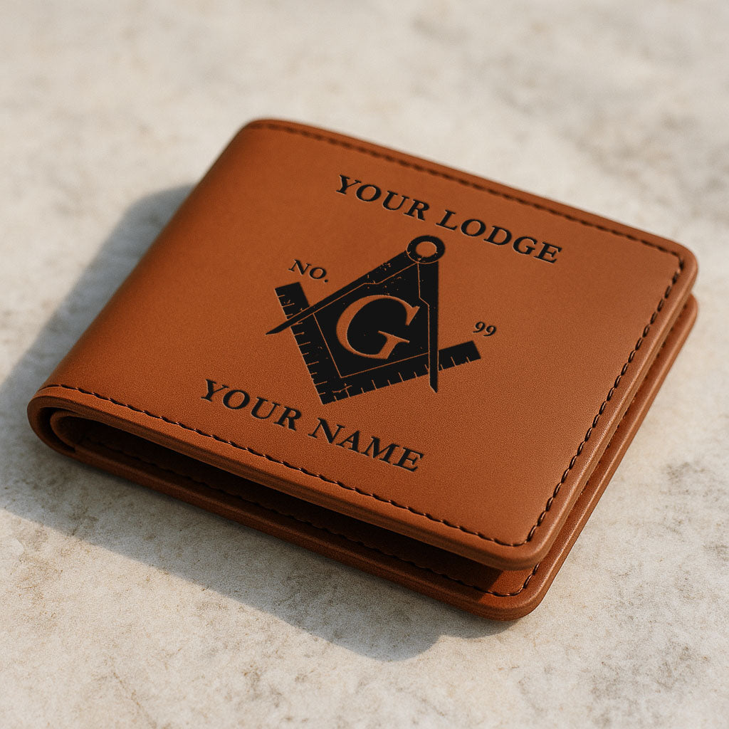Customized Masonic Grunge Pattern Leatherette Bifold Wallet