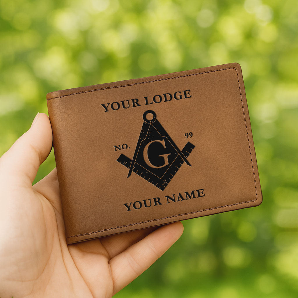 Customized Masonic Grunge Pattern Leatherette Bifold Wallet