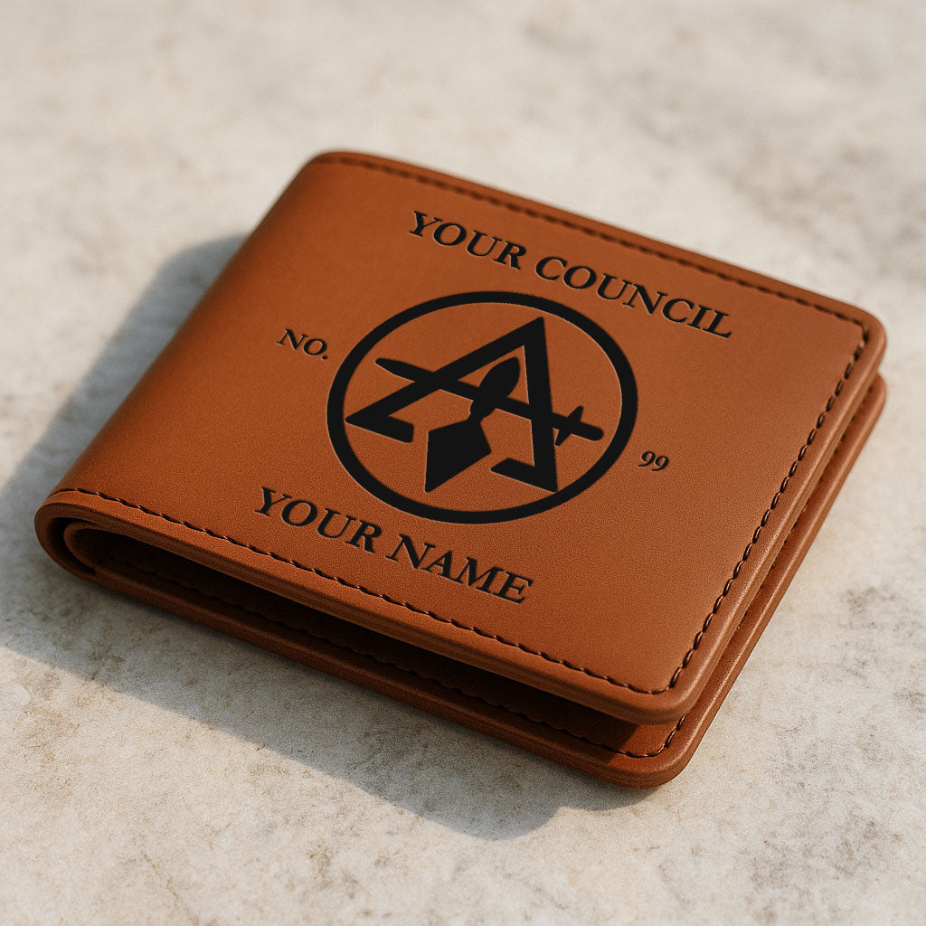 Customized Cryptic Masonry Symbol Engraved Leatherette Bifold Wallet