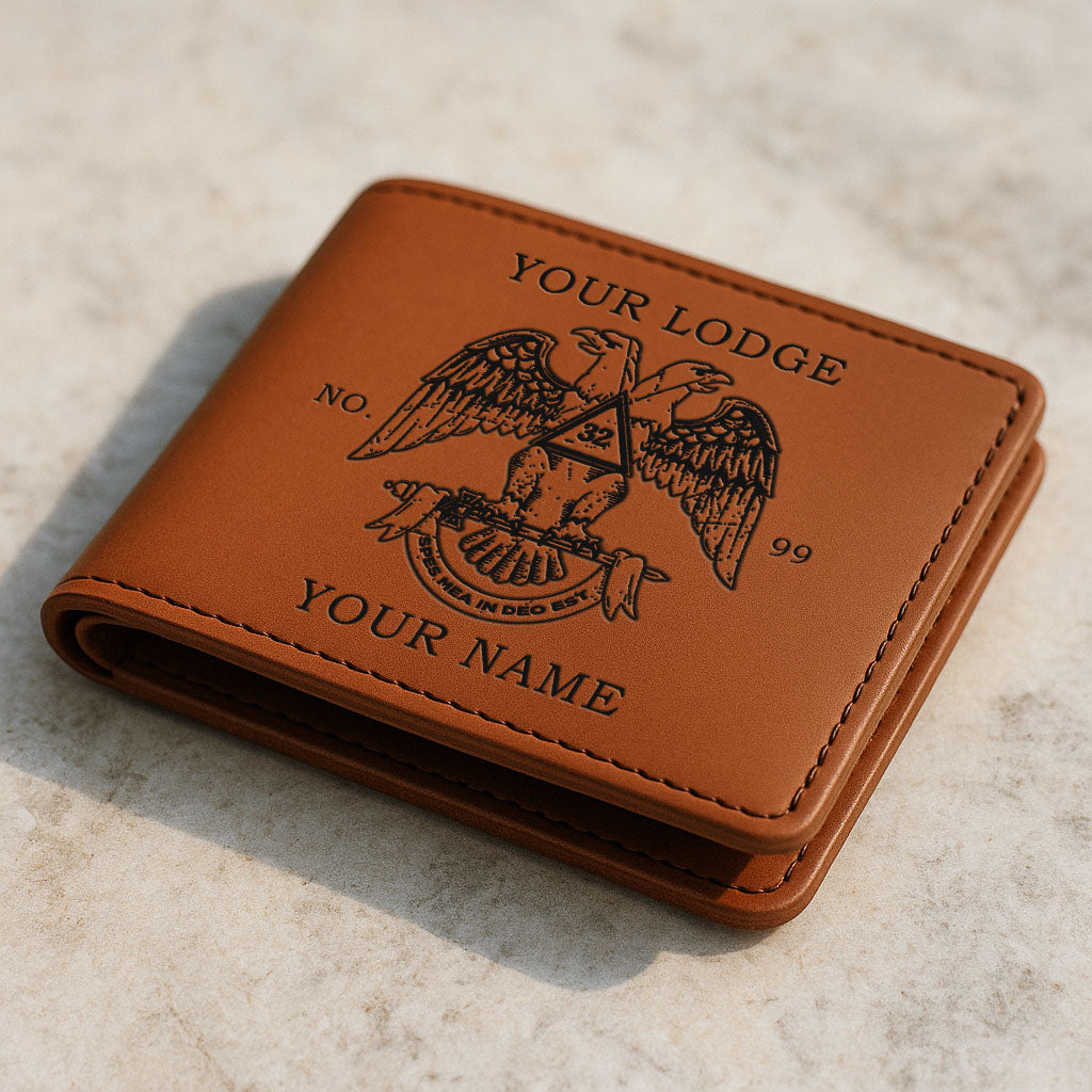 Customized Wing Down Rite of Scottish 32nd Symbol Leatherette Bifold Wallet