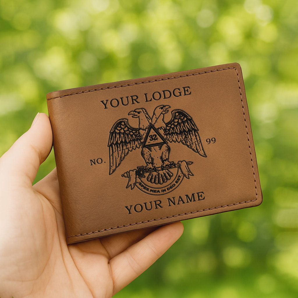 Customized Wing Down Rite of Scottish 32nd Symbol Leatherette Bifold Wallet