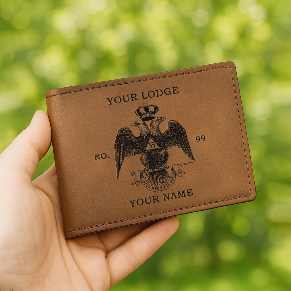 Customized Wing Down Rite of Scottish 33rd Symbol Leatherette Bifold Wallet