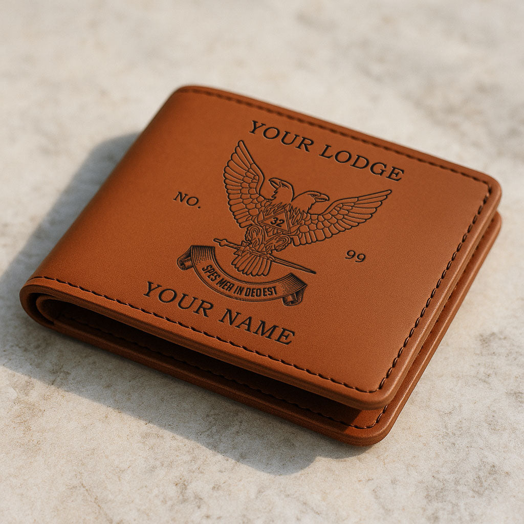 Customized Wing Up Rite of Scottish 32nd Symbol Leatherette Bifold Wallet