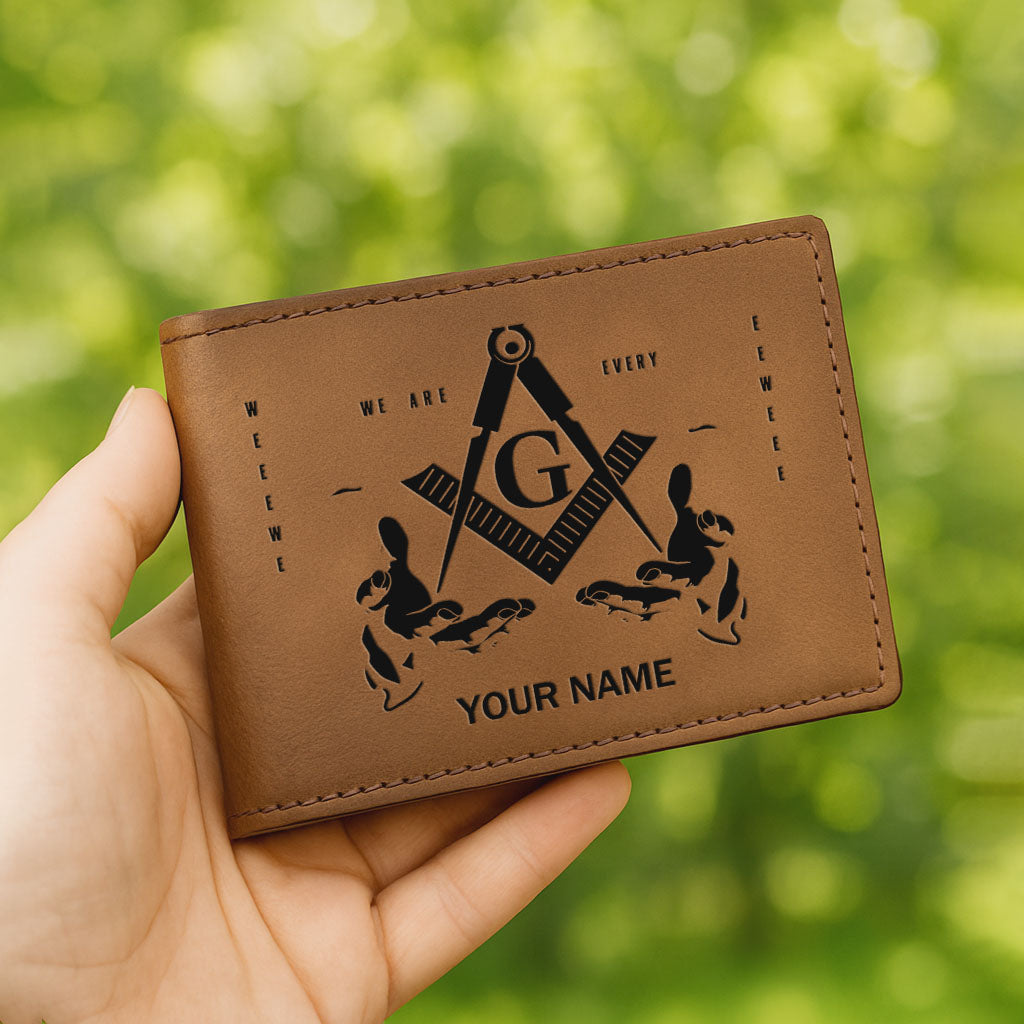 Customized Masonic Symbol Circle We Are Everywhere Leatherette Bifold Wallet