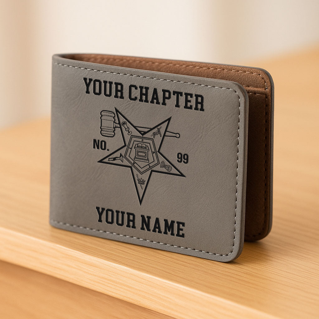 Customized OES Past Worthy Matron Symbol Leatherette Bifold Wallet