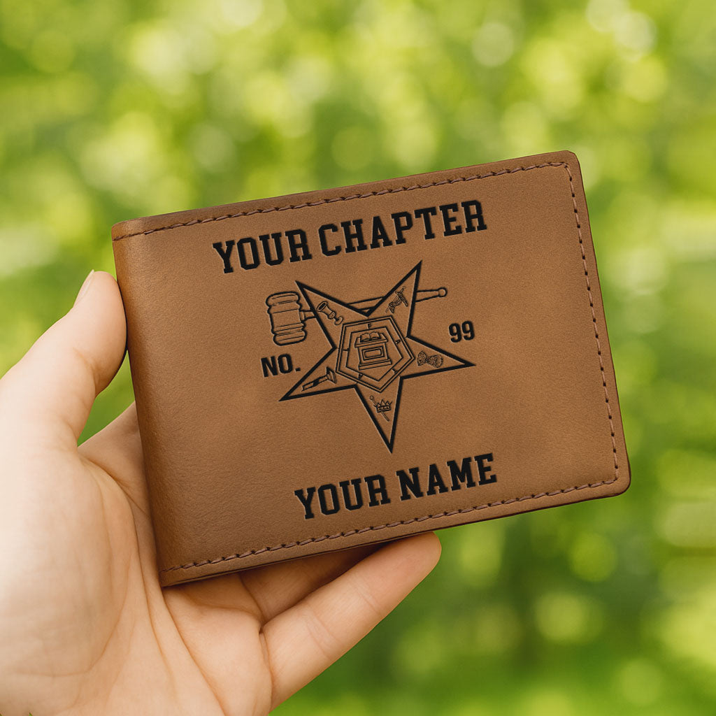 Customized OES Past Worthy Matron Symbol Leatherette Bifold Wallet