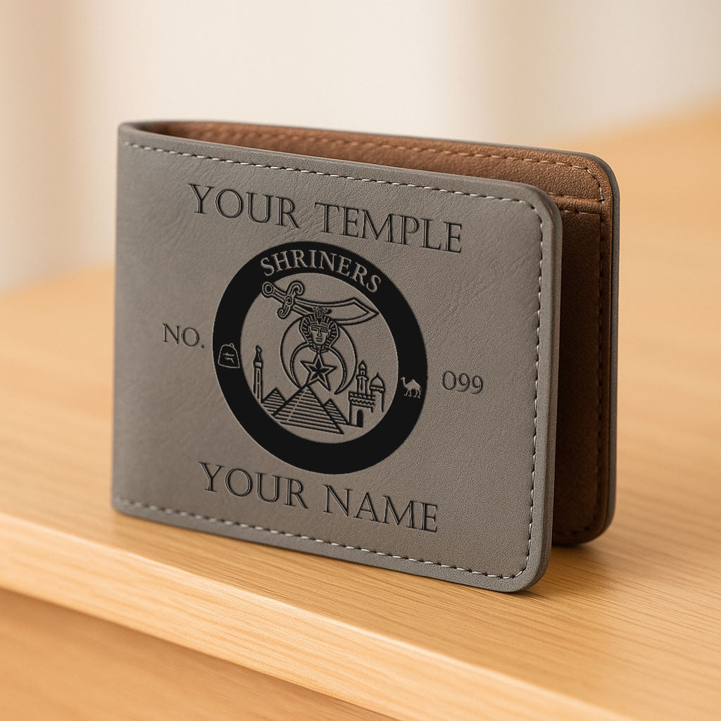 Customized Shriners Circle Symbol Leatherette Bifold Wallet