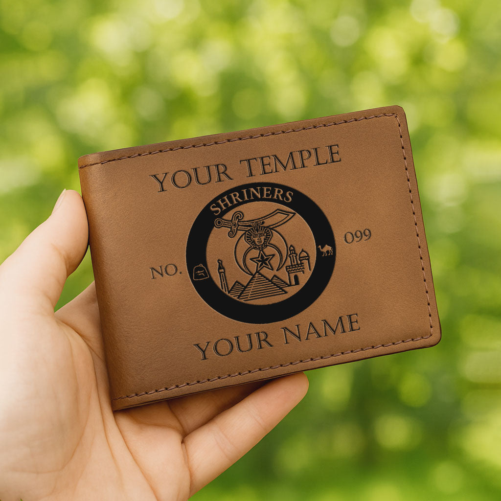 Customized Shriners Circle Symbol Leatherette Bifold Wallet