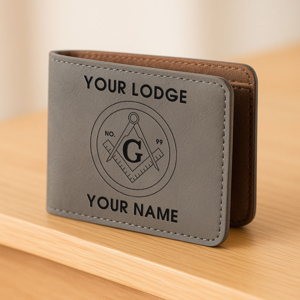 Customized Mason Symbol Mason Simple Circle Freemason Leatherette Bifold Wallet
