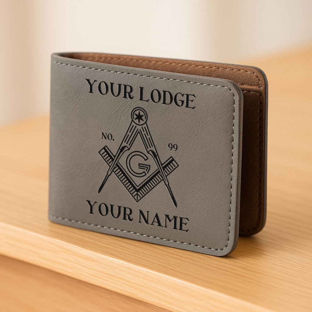 Customized Mason Symbol Mason Hexagram Star Freemason Leatherette Bifold Wallet
