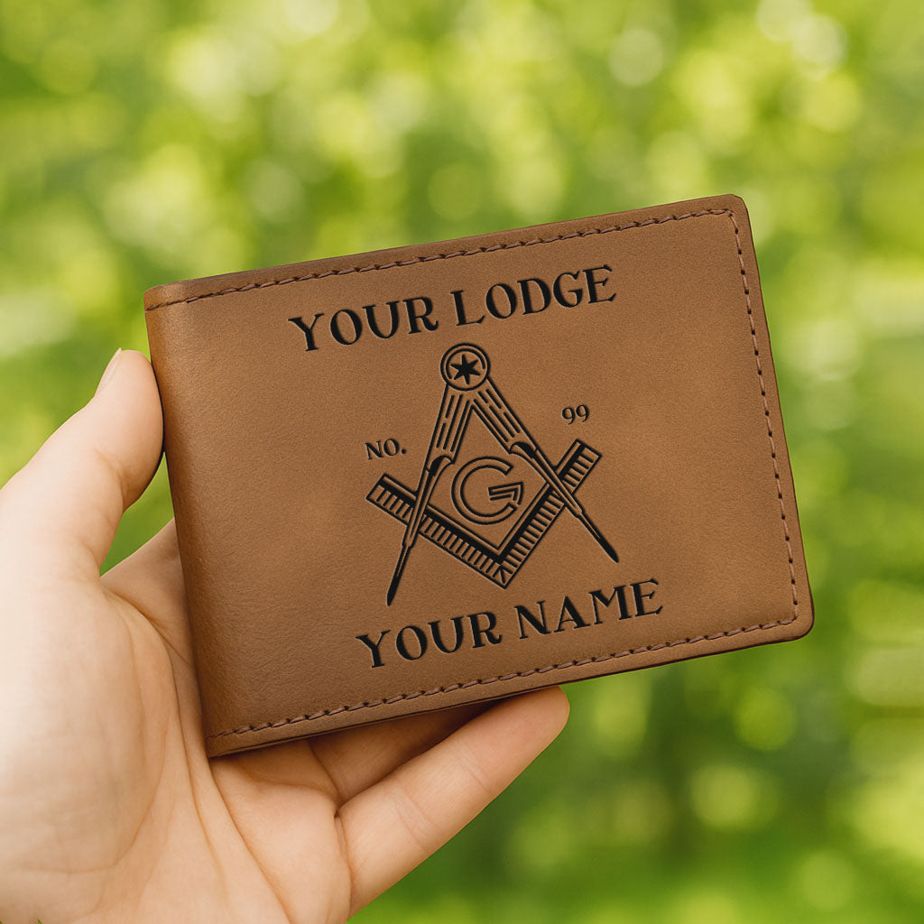 Customized Mason Symbol Mason Hexagram Star Freemason Leatherette Bifold Wallet