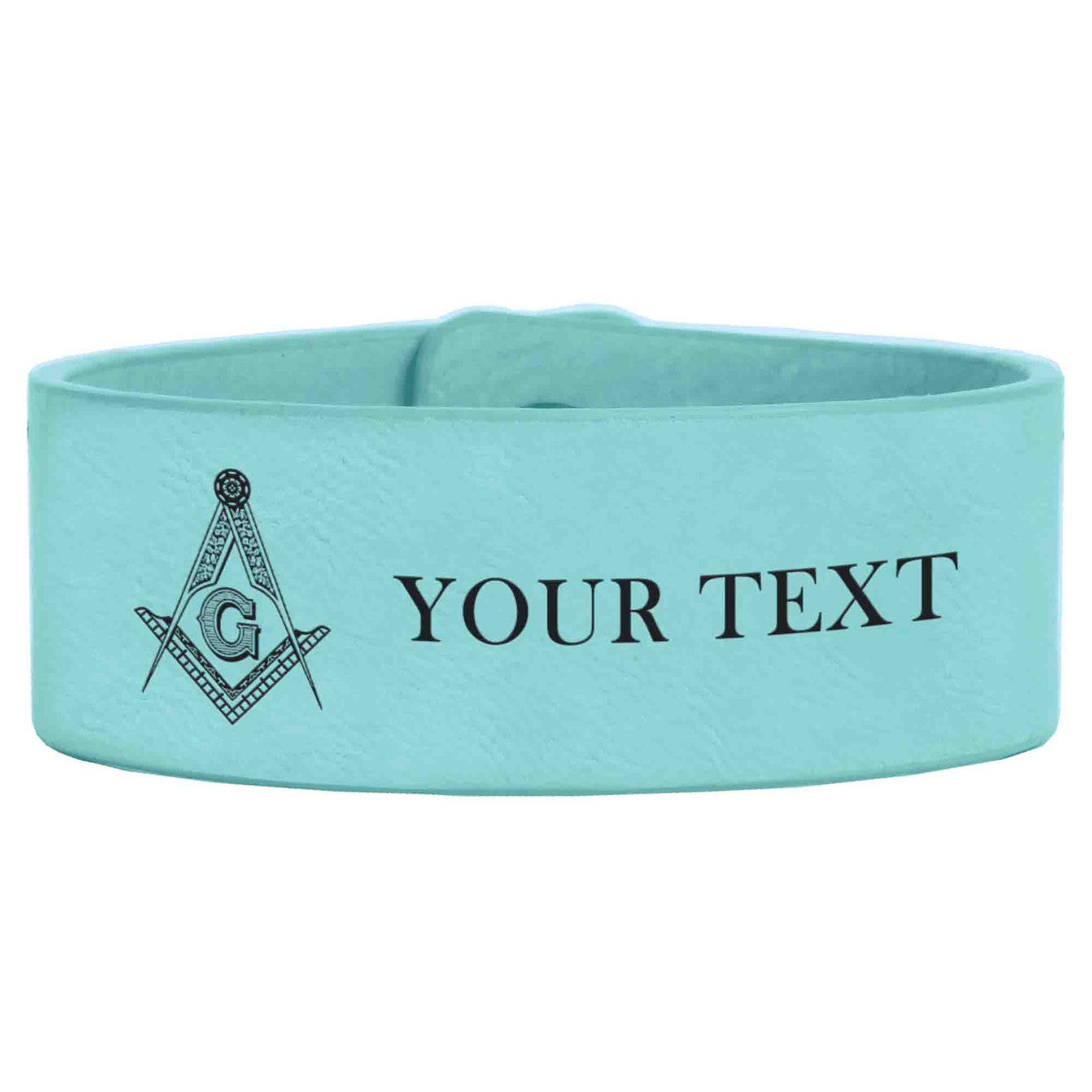 Custom Masonic Master Mason Symbol Engraved Leatherette Cuff Wristband - FUKAMASONIC